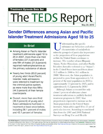 Gender Differences among Asian and Pacific Islander Treatment Admissions Aged 18 to 25