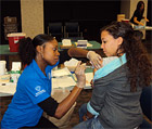 Woman getting vaccination at Fort Wayne-Allen County, Indiana, Department of Health