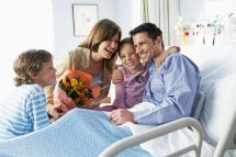 Family visiting a patient in the hospital