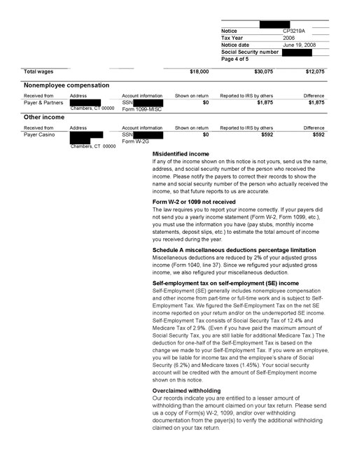 Image of page 4 of a printed IRS CP3219A Notice