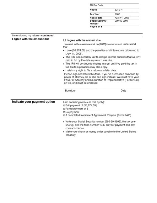 Image of page 8 of a printed IRS CP3219N Notice