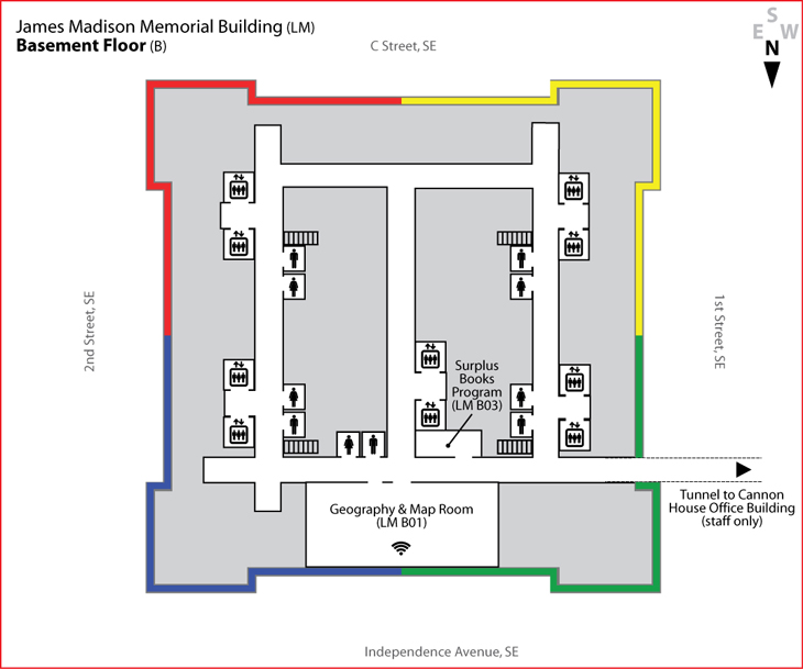 Map of Basement Floor, James Madison Building