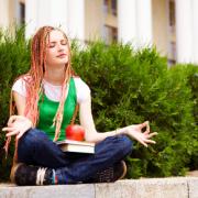 A girl meditating.