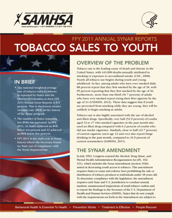 2011 Annual Synar Reports: Tobacco Sales to Youth