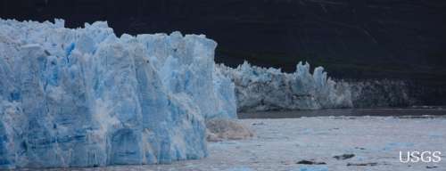 A view of the Yatzhe Glacier calving ice bergs