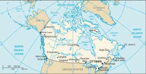 Date: 08/03/2010 Description: Map of Canada © CIA image