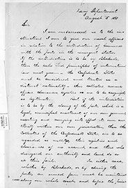 In his letter to President Lincoln, Gideon Wells seeks to clarify the legal underpinnings of the blockade of southern ports. A partial transcription reads: “If the interdiction is to be by Blockade, then the rules and principles of inter-national law must govern—the Confederate States must be considered and treated as a distinct nationality—their collectors, revenue officers, clearance, registers &c are to be recognized as legitimate. But, if the interdiction is to be by the closing of the ports, which is a legal, municipal enactment of our own government, asserting, and carrying into effect its own authority within our own jurisdiction, then the collectors of the Confederate States, are to be regarded as nullitys, their registries and clearances of no account, and those who disregard our authority and laws, do so at their peril.” (Library of Congress, American Memory Collection, Abraham Lincoln Papers)  Historical Society [nhnycw/aj aj78002])