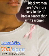 Learn Vital Information on breast cancer. Learn more. CDC Vital Signs www.cdc.gov/VitalSigns