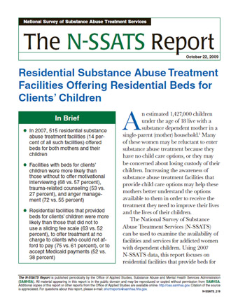 Residential Substance Abuse Treatment Facilities Offering Residential Beds for Clients' Children