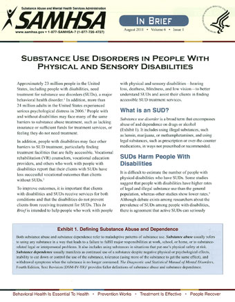 Substance Use Disorders in People with Physical and Sensory Disabilities