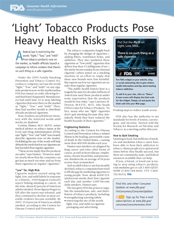 “Light” Tobacco Products Pose Heavy Health Risks - (JPG)