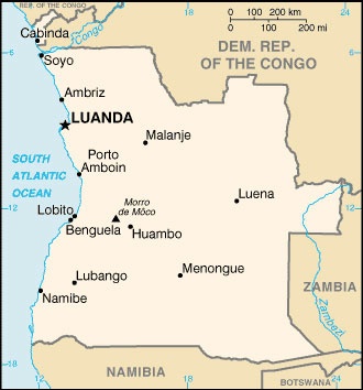 Date: 02/15/2012 Description: Map of Angola, 2012. © CIA World Factbook