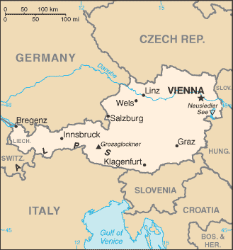 Date: 2011 Description: Map of Austria. © CIA World Factbook