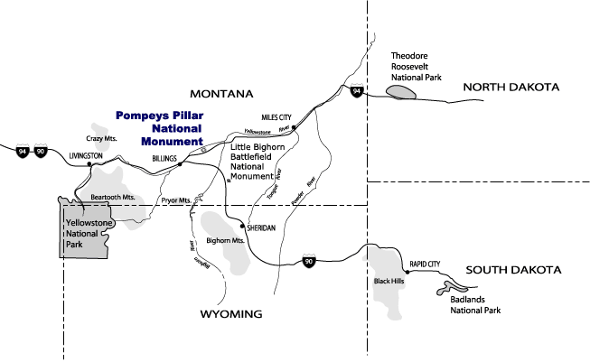 location map of Pompeys Pillar NM--click for a larger image