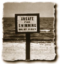 Unsafe for swimming sign