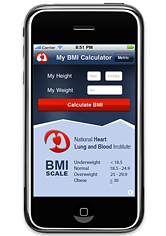 The BMI app on the iPhone