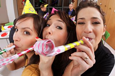 Three girls celebrating a happy new year