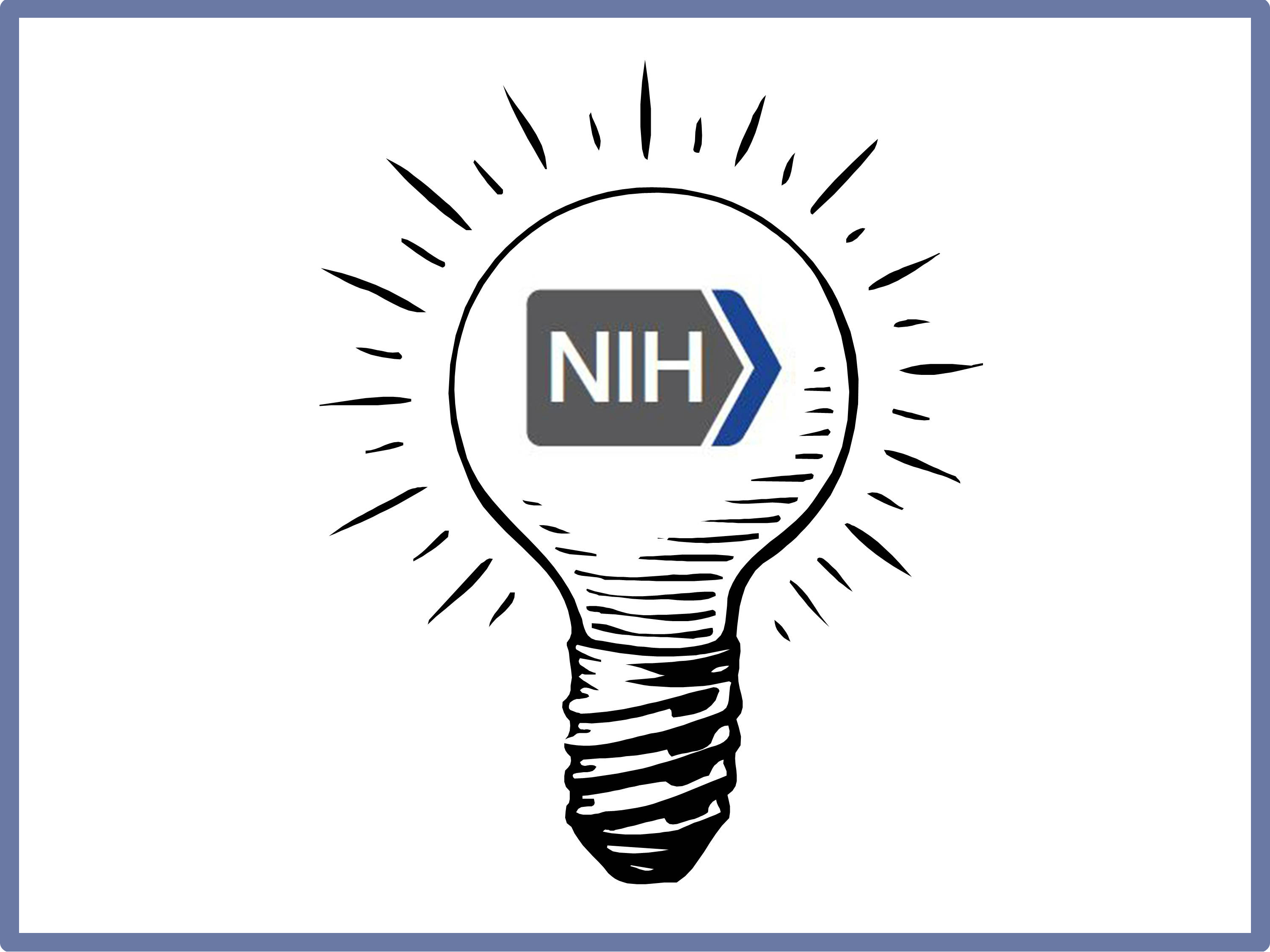 An image of the light bulb of innovation with the new NIH logo inside it