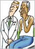 Illustration of an older man talking to his doctor