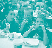 image of children having school lunch