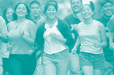 image of a group of teenagers running