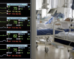 Patients being monitored in the intensive care unit.