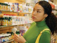 Woman shopping for dietary supplements