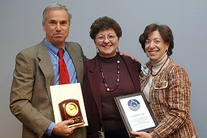 Connie Weis accepts her plaque