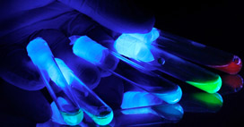 Closeup of fluorescing mutant proteins