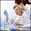Two women working in a lab