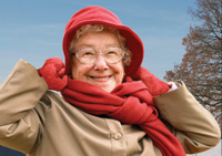 Older woman outside in winter clothes