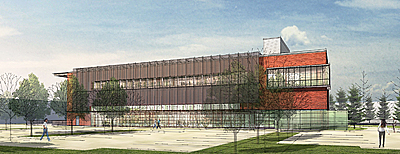 Rendering of the South Elevation of the Carbon-Neutral Energy Solutions Laboratory