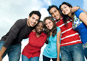 Group of teens assembled