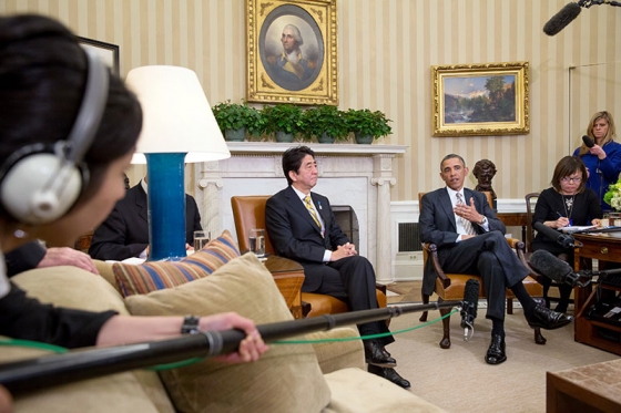 President Barack Obama and Prime Minister Shinzo Abe of Japan deliver press statements