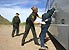 CBP Border Patrol agent does a pat down of a female Mexican being returned to Mexico.