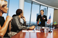 Women and men at an international business meeting