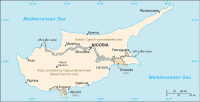 Date: 11/08/2011 Description: Map of Cyprus © CIA World Factbook