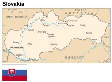 Slovakia:  Map and flag