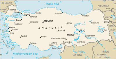 Date: 2011 Description: Map of Turkey. © CIA World Factbook