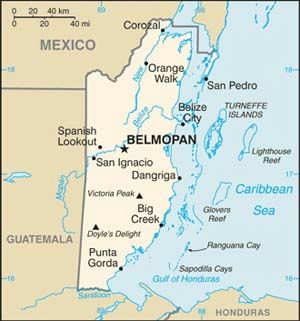 Date: 04/13/2010 Description: Map of Belize. © CIA World Factbook
