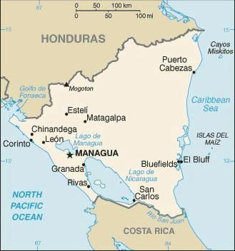 Date: 08/03/2011 Description: Map of Nicaragua. © CIA Image.