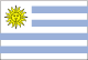 Flag of Uruguay is nine equal horizontal stripes of white - at top and bottom - alternating with blue; white square in upper hoist-side corner has yellow sun with human face and 16 rays. 2003.