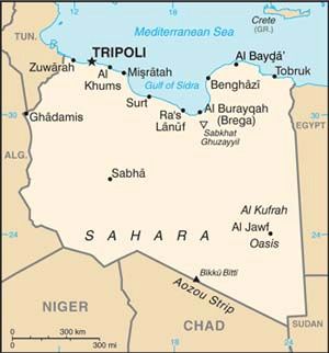 Date: 07/09/2011 Description: Map of Libya. © CIA World Factbook