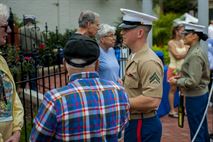 Marines talk to guests before touring the Home of the Commandants during the Barracks Row Fall Festival on 8th St. SE, Washington, D.C., Sept. 28.