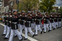 The Marine Corps Silent Drill Platoon performs during the Barracks Row Fall Festival on 8th St. SE, Washington, D.C., Sept. 28.