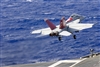 A Navy F/A-18F Super Hornet launches from the aircraft carrier USS George Washington 