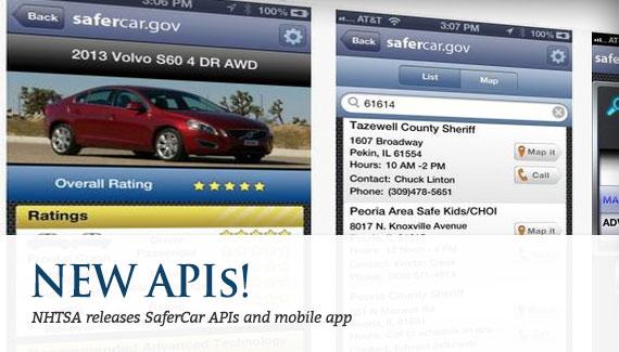 NHTSA releases SaferCar APIs and mobile app