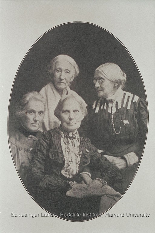 Photograph of Susan B. Anthony, with Elizabeth Smith Miller, her daughter Anne Fitzhugh Miller, and Mary S. Anthony, 1905.