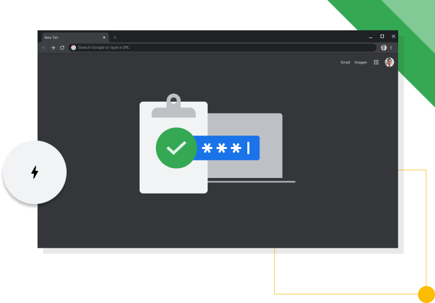 Chrome browser window in Dark mode, displaying Google productivity icon.