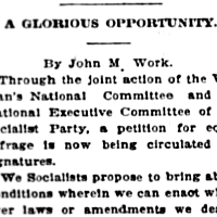 "A Glorious Opportunity" discusses socialist support for women's suffrage, Anaconda Daily News, December 12, 1896.